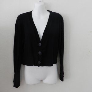 Zara super soft three-button long sleeve v-neck cardigan sweater in black